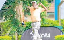A golfer in action during the 2023 NCBA Golf Series in Kakamega