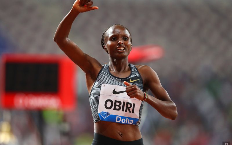 Hellen Obiri at the Doha World Championship. PHOTO/(@hellen_obiri)/Hellen Obiri/Twitter.