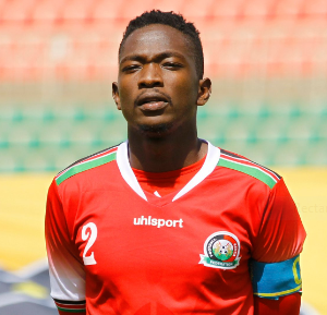 Harambee Stars defender Johnstone Omurwa lines up ahead of a match. PHOTO/Johnstone Omurwa/(@JohnstoneOmurwa/Twitter.