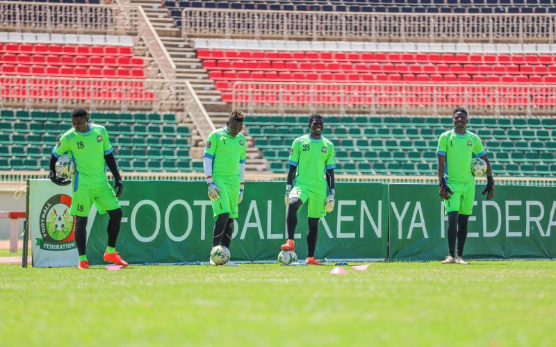 Harambee Stars goalkeepers Bryne Odhiambo, Ian Otieno, and Brian Bwire. PHOTO/Harambee Stars/(@Harambee__Stars)/Twitter.