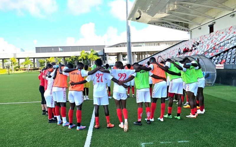 Harambee Stars players in their final training session in Mauritius. PHOTO/Harambee Stars/(@Harambee__Stars)/Twitter