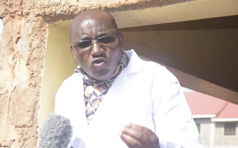 Juja MP George Koimburi addresses residents in Juja. PHOTO/Mathew Ndung'u