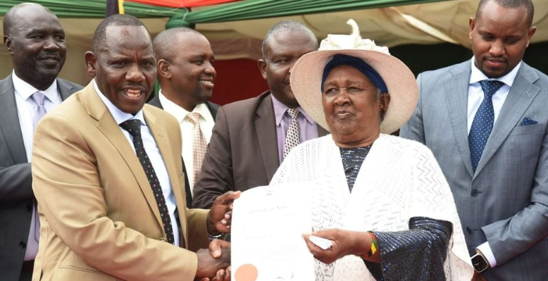 President Ruto’s mother, 500 others receive title deeds from Uasin Gishu County gov’t