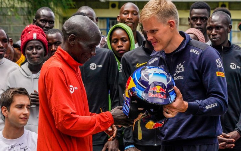 2019 World Rally Championship series winner and Eliud Kipchoge. PHOTO/(@OttTanak)/Ott Tanak/Twitter.