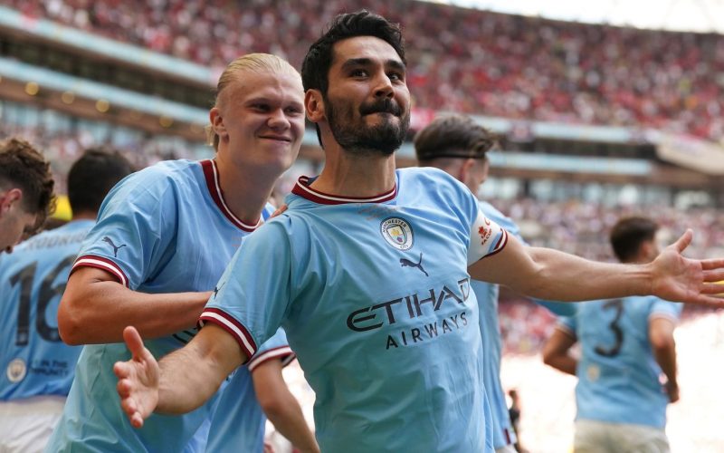  Ilkay Gundogan and Erling Haaland of Manchester City. PHOTO/Sky Sports.