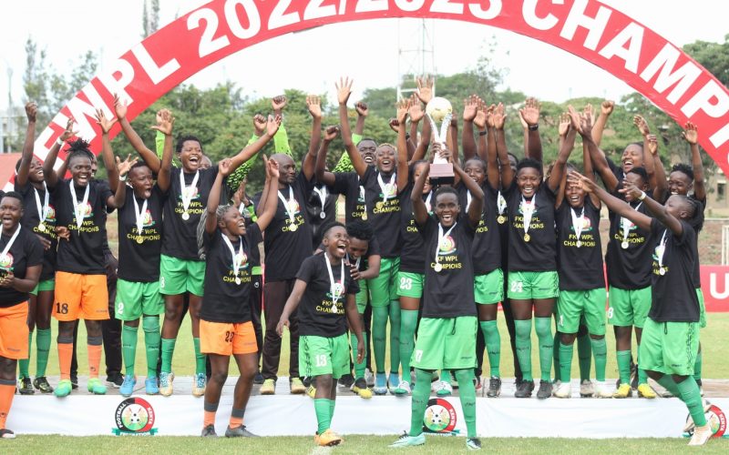 Vihiga Queens after winning FKF PL. PHOTO/Vihiga Queens/Facebook.