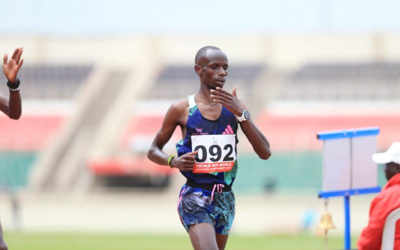 Jacob Krop at the national trials in Nairobi. PHOTO/(@athletics_kenya)/Athletics Kenya/Twitter.