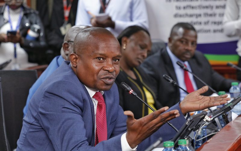 Interior Cabinet Secretary Kithure Kindiki appearing before the Senate ad hoc Committee investigating the proliferation of religious organisations. PHOTO/(@KindikiKithure)/Kithure Kindiki/Twitter.