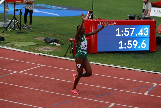 Mary Moraa during the Diamond League action in Laussane. PHOTO/(@Diamond_League)/Diamond League/Twitter.