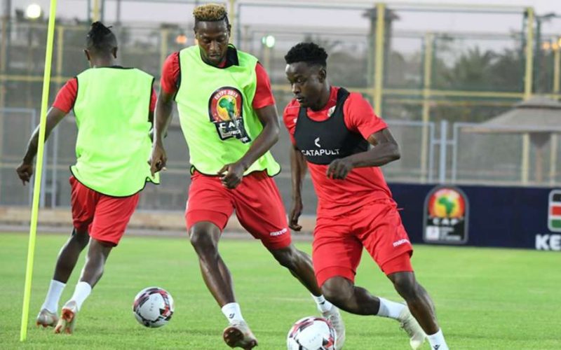 Harambee Stars striker Masoud Juma in a training session. PHOTO/FKF/Facebook