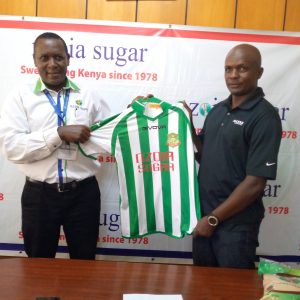 Salim Babu during Nzoia Sugar FC unveiling. PHOTO/Nzoia Sugar FC. 