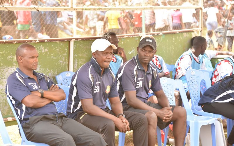 Former Nzoia Sugar head coach Salim Babu during a past FKF PL match. PHOTO/Nzoia Sugar/Facebook