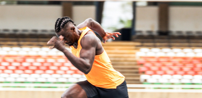 Mark Otieno races at Kasarani. PHOTO/ Mark Otieno/Twitter