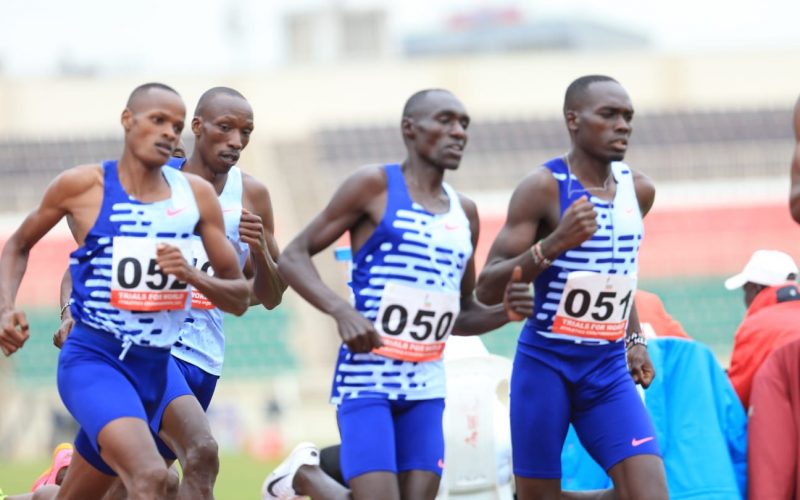 Timothy Cheruiyot and Abel Kipsang in national trials in Nairobi. PHOTO/(@athletics_kenya)/Athletics Kenya/ Twitter.


