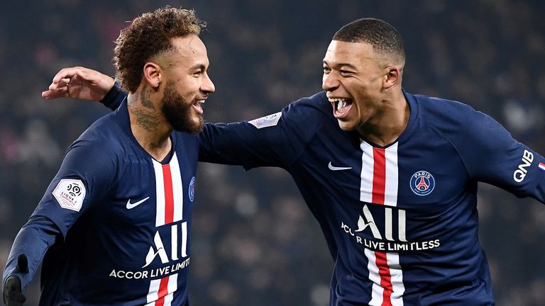 Kylian Mbappe and Neymar of PSG. PHOTO/Sky Sports.