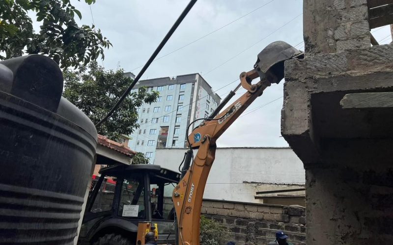 Undergoing demolition of a two-storey-building. PHOTO/Alvin Mwangi.