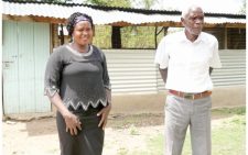 Lilian Akinyi and her father, Benson Ochola at their home in Siaya County where she has been living since 2020 after walking away from her abusive marriage and controlling husband. PHOTO/Viola Kosome