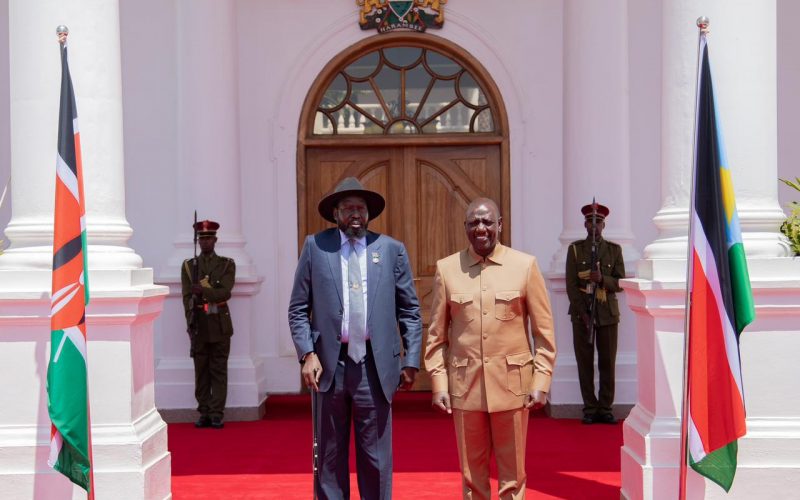 President William Ruto and his South Sudan counterpart Salva Kiir at State House Nairobi on Saturday, August 19, 2023. PHOTO/PCS