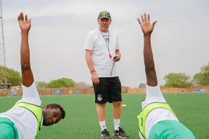 outh Sudan's head coach Stefano Cusin in a training session. PHOTO/(@ssfa_com)/South Sudan Football Association/Twitter