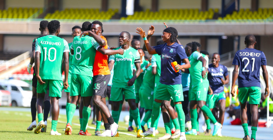 Gor Mahia celebrate winning FKF Shield Cup against Kakamega Hoemboyz. PHOTO/(@Football_Kenya)/FKF/Twitter
