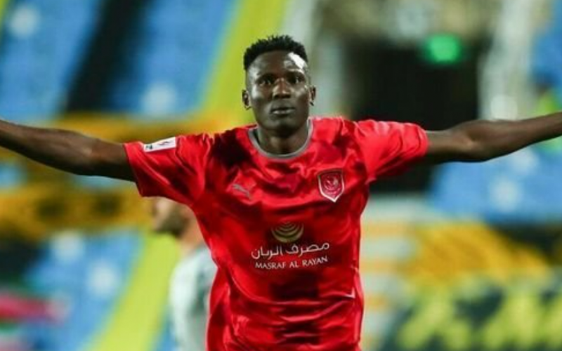 Michael Olunga celebrates after scoring for Al Duhail. PHOTO/Al Duhail.