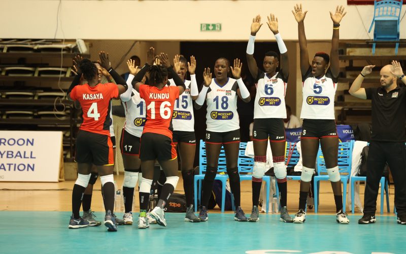 Malkia Strikers in action against Rwanda in Cameroon. PHOTO/(@CAVBPress)/CAVB/Twitter