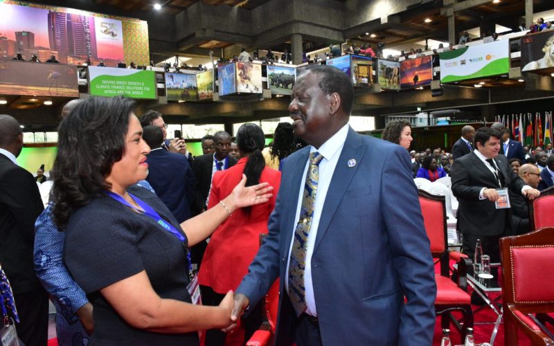 





ODM Party leader Raila Odinga and Nairobi Women Representative Esther Passaris at Africa Climate Summit at KICC. PHOTO/(@EstherPassaris)/Esther Passaris/Twitter





