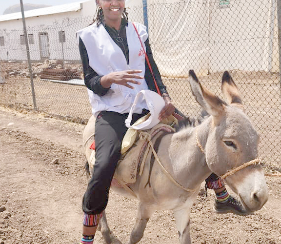 Joan Kogo while on an assignment in Darfur, Sudan. 