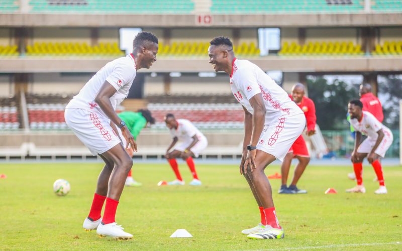 Harambee Stars captain Michael Olunga training at Kasarani. PHOTO/(@OgadaOlunga)/Michael Olunga/Twitter