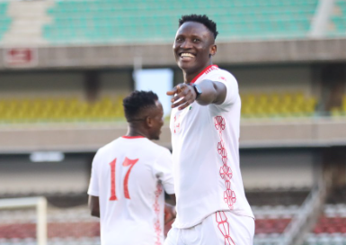 Harambee Stars captain Michael Olunga training at Kasarani. PHOTO/(@Harambee__Stars)/Harambee Stars/Twitter