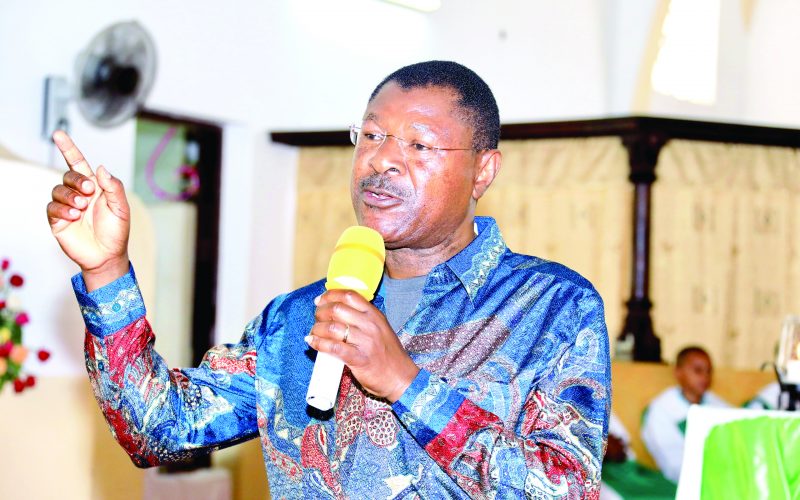 Speaker of the National Assembly Moses Wetang’ula speaks during a church service at St Anthony’s Cathedral Church in Malindi. PHOTO/Print