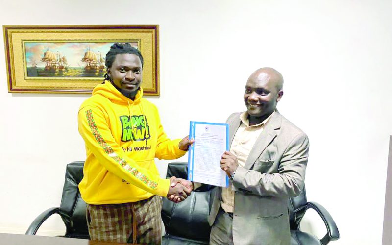 Eugene Mukangula signs for Shabana FC. PHOTO/Print