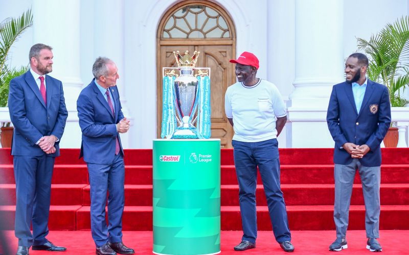 President William Ruto receives the EPL trophy in State House Nairobi