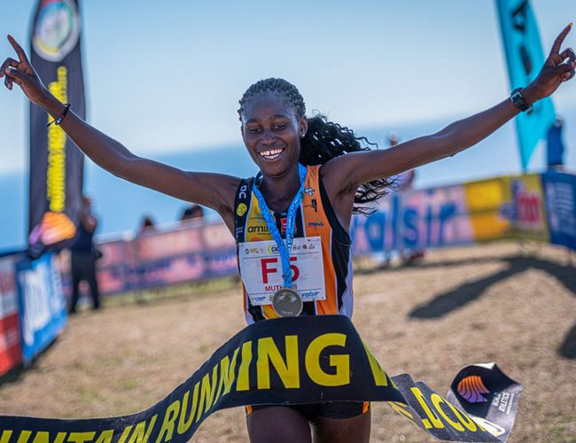 Joyce Muthoni win a past mountain race action. PHOTO/APP