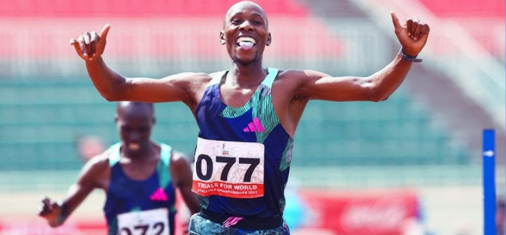 Simon Koech Kiprop celebrate in a [ast race. PHOTO/Screengrab