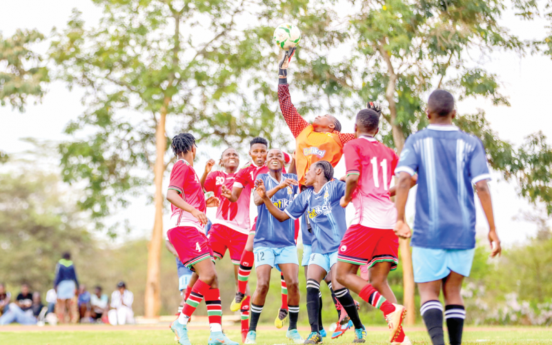 Part of action during a friendly match between Harambee Starlets and Police FC women last week. PHOTO/David Ndolo