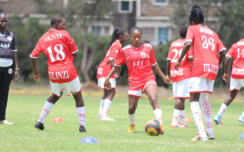 Ulinzi Starlets warm-up ahead of their match . PHOTO/FKF Women's Cup/Facebook.