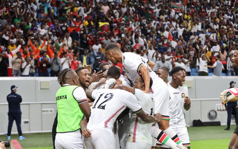 Kenya celebrate a goal against Qatar. PHOTO/@Harambee__Stars/X