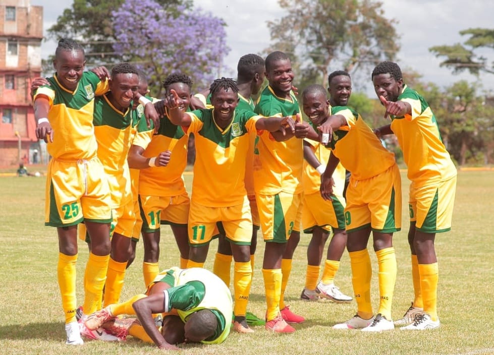 Mathare United players celebrate. PHOTO/Mathare United/Facebook