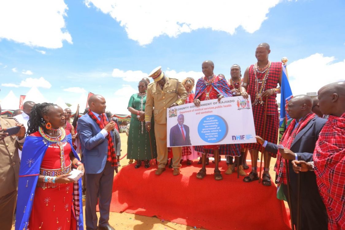 Elderly citizens feted with health insurance cards during Mashujaa Day celebrations in Kajiado