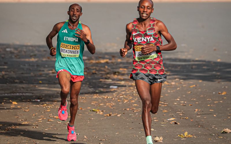 Jemal Yimer Mekonnen and Sabastian Kimaru Sawe race in Riga. PHOTO/World Athletics