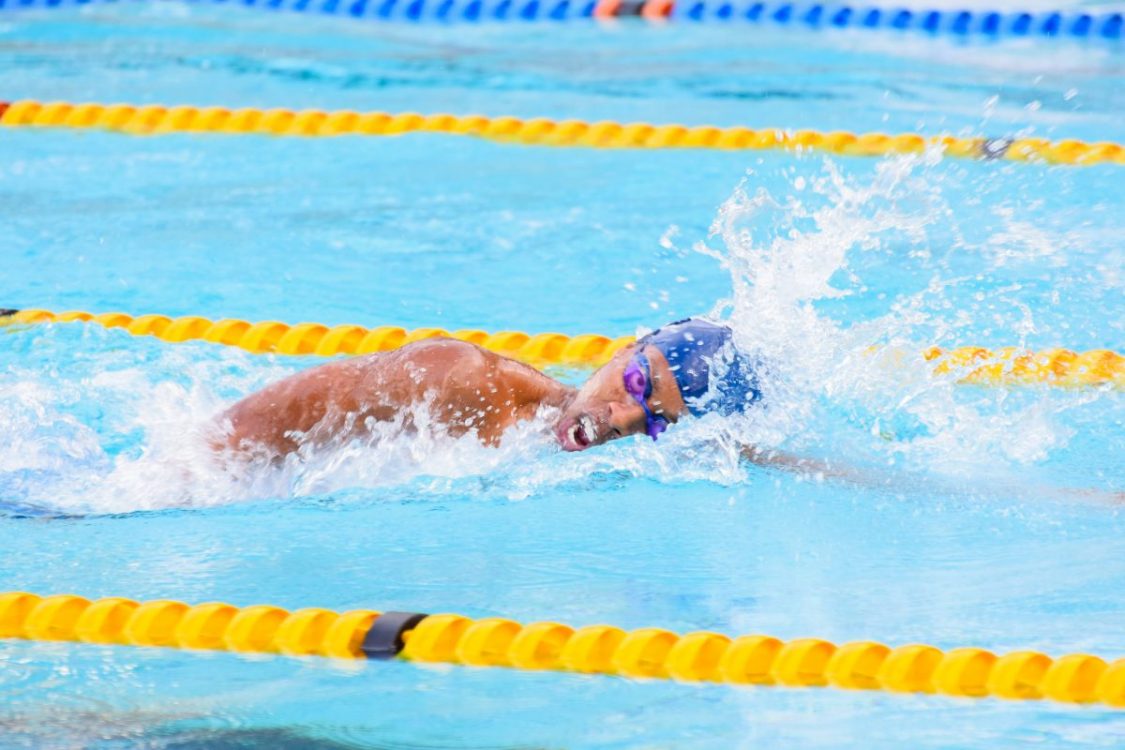 Kenyan 50m Freestyle swimmer Talib Swaleh in a past international action. PHOTO/(@Ke_Swimming)/X