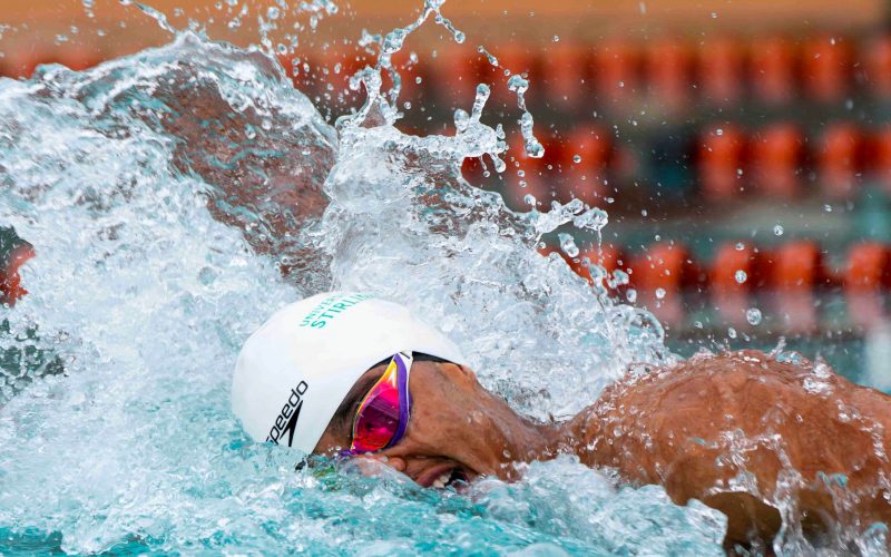 Kenyan 50m Freestyle swimmer Talib Swaleh in a past international action. PHOTO/(@Ke_Swimming)/X