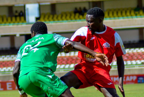 Lawrence Juma of Gor Mahia in action against Bidco United. PHOTO/(@Officialfkfpl)/X