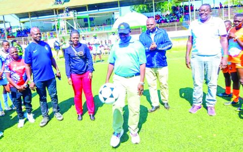 Kisumu County Deputy Governor Mathews Owili with Kisumu All Stars players
