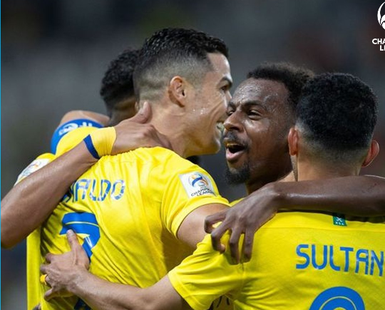 Cristiano Ronaldo celebrates a goal with Al-Nassr teammates. PHOTO/(@TheAFCCL)/X