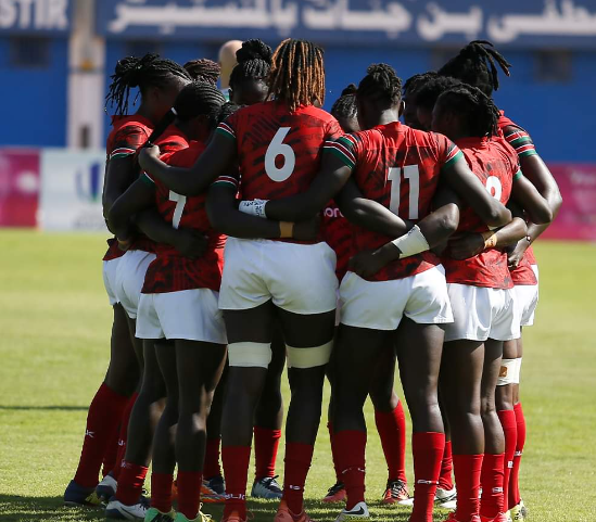 Kenya Lionesses in Africa 7s action. PHOTO/Rugby Africa