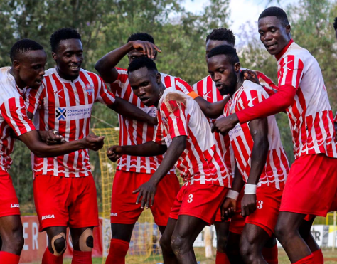 Talanta celebrate a goal against Posta Rangers. PHOTO/(@Officialfkfpl)/X