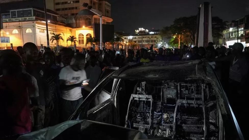 Vehicle rams crowd celebrating Liberia poll results