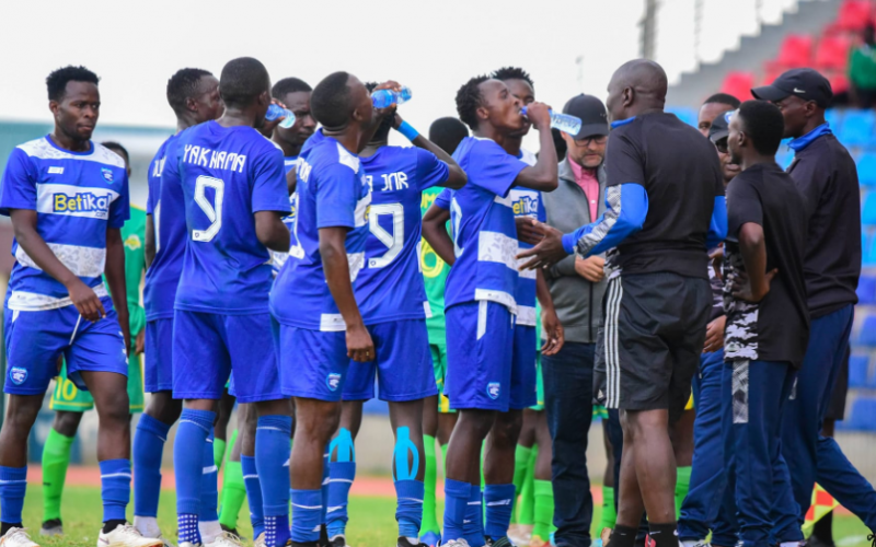 AFC Leopards players take water during the FKF PL match. PHOTO/AFC Leopards/Facebook